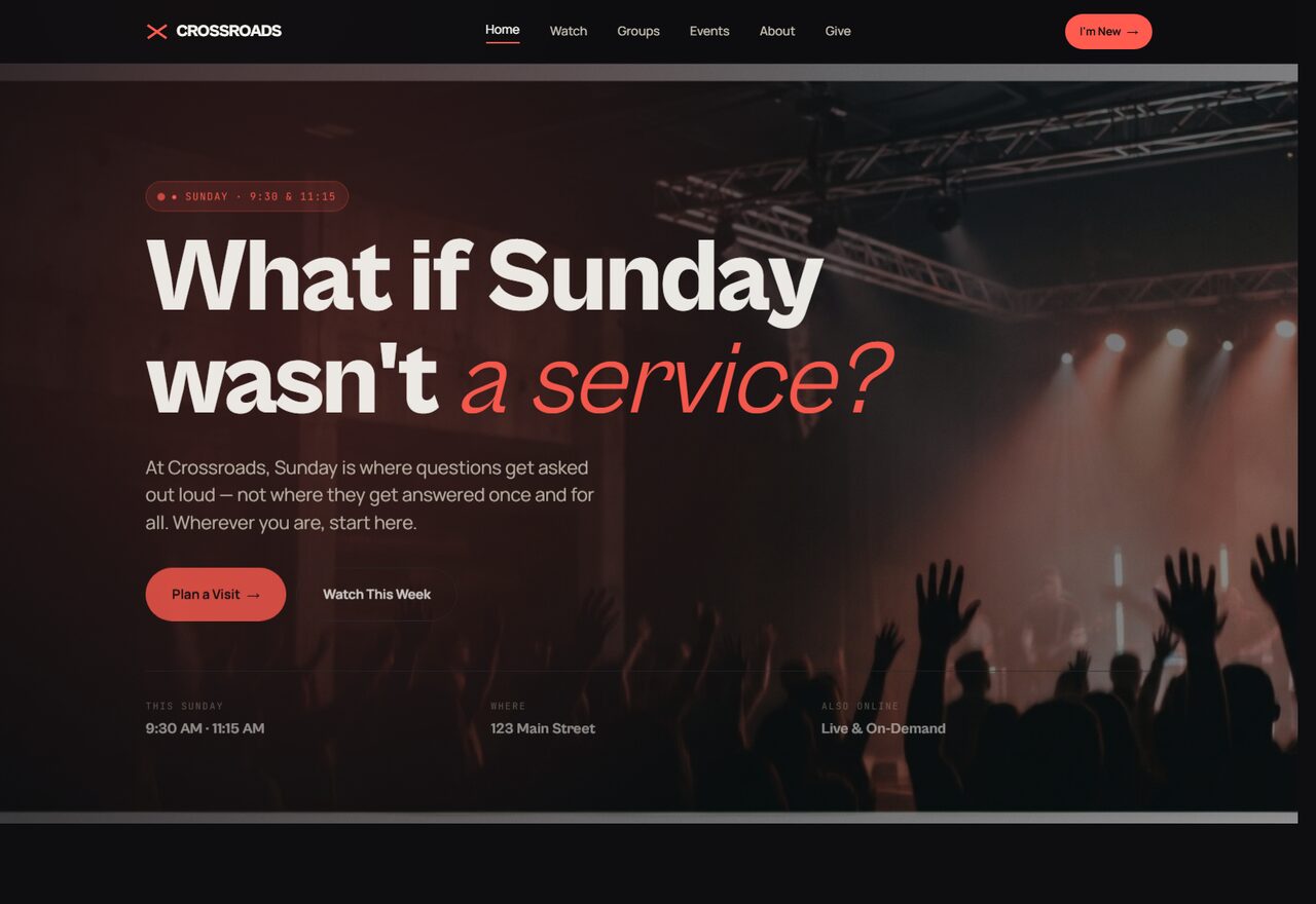 Crossroads church website template