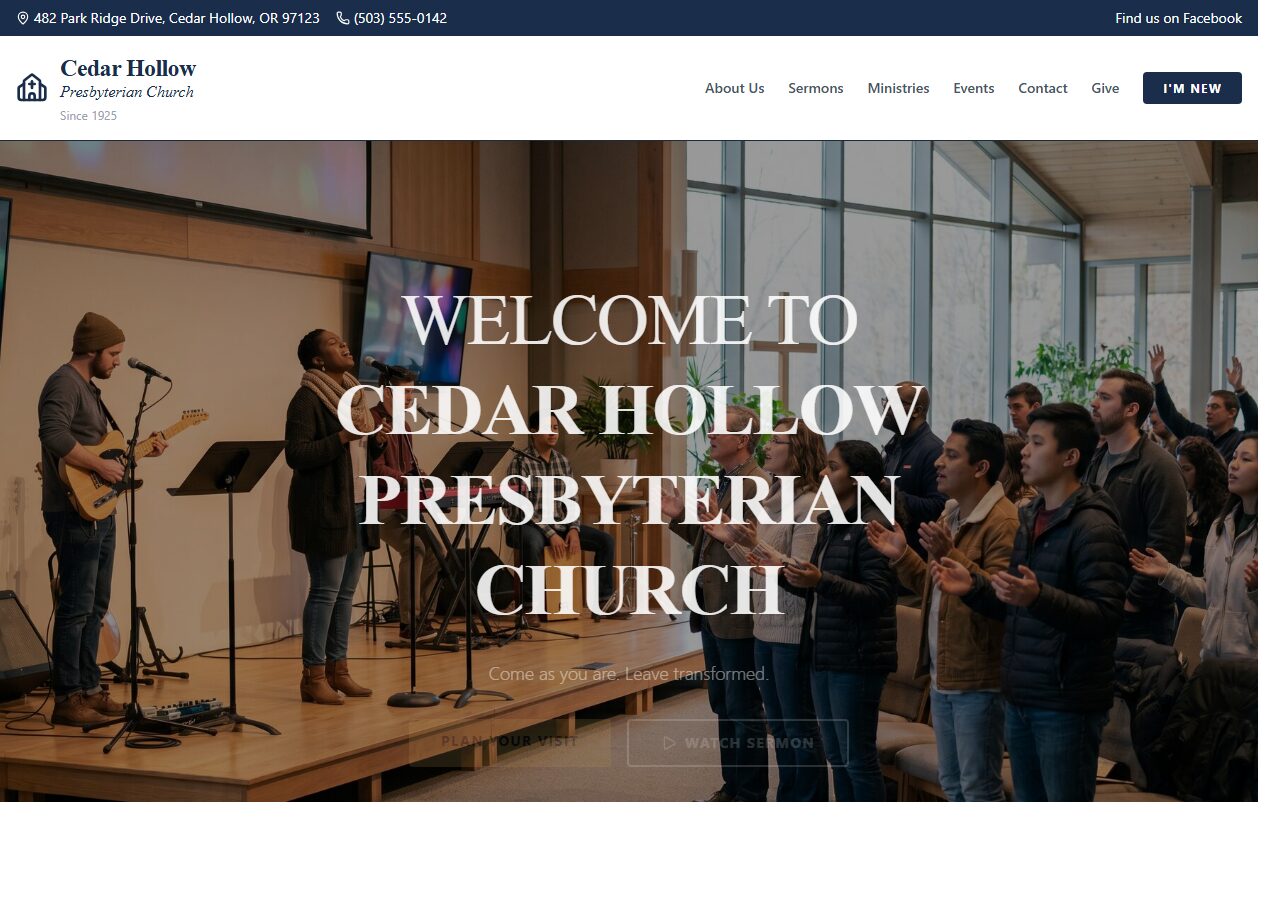 Welcoming church website template